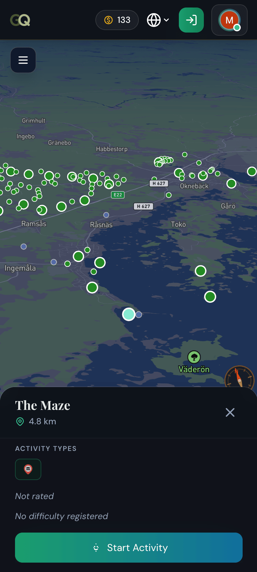 GeoQuestr app on mobile
